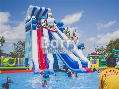 Cheap Water Slides For Pools , Tallest Penguin Ice Inflatable Water Slide BY-WS-084